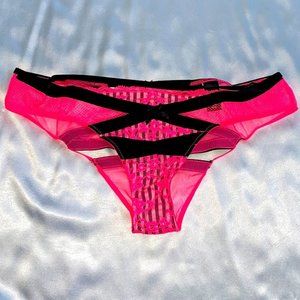 VS Fishnet Very Sexy Criss Cross Bikini Mesh Lace Panty Pink Black